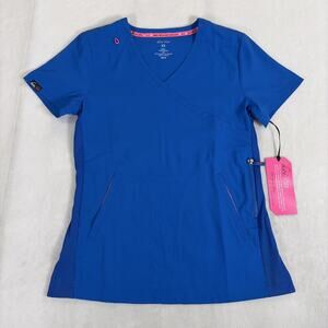 NWT Koi Lite Scrub Top Womens Slim Fit XS Blue Scrub Top Medical Nurse Charity
